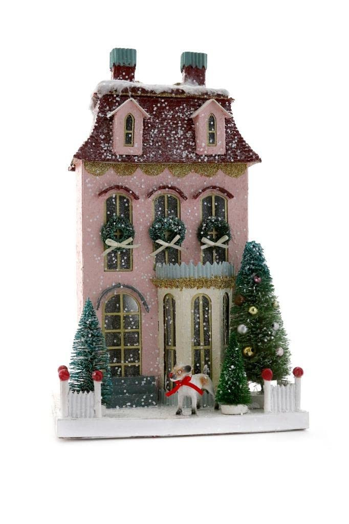 Cody Foster & Co 15 inch Pink Chateau Townhouse with Dog Christmas Village House Multicolor | Amazon (US)