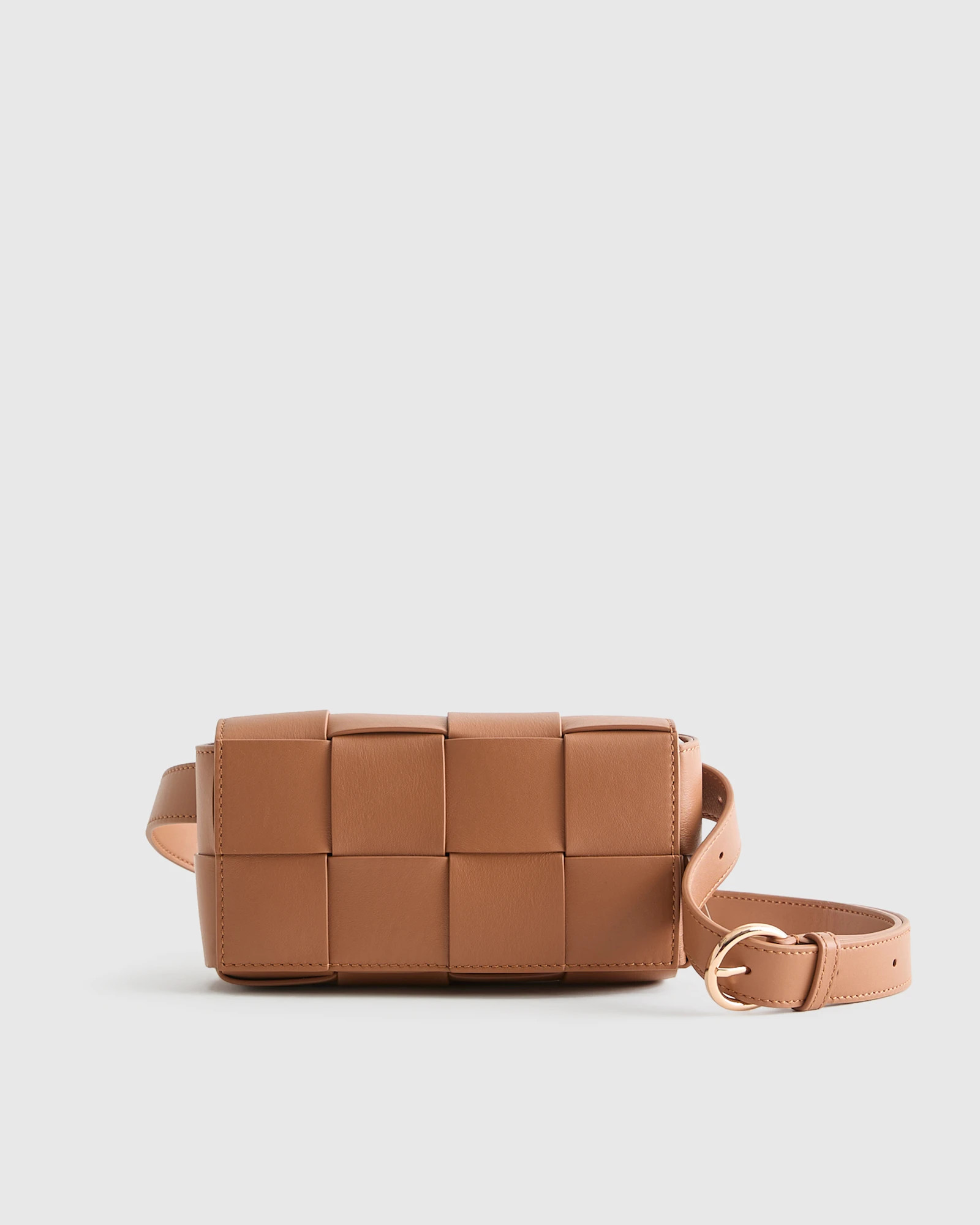 Quince | Women's Italian Leather Handwoven Box Belt Bag in Taupe | Quince