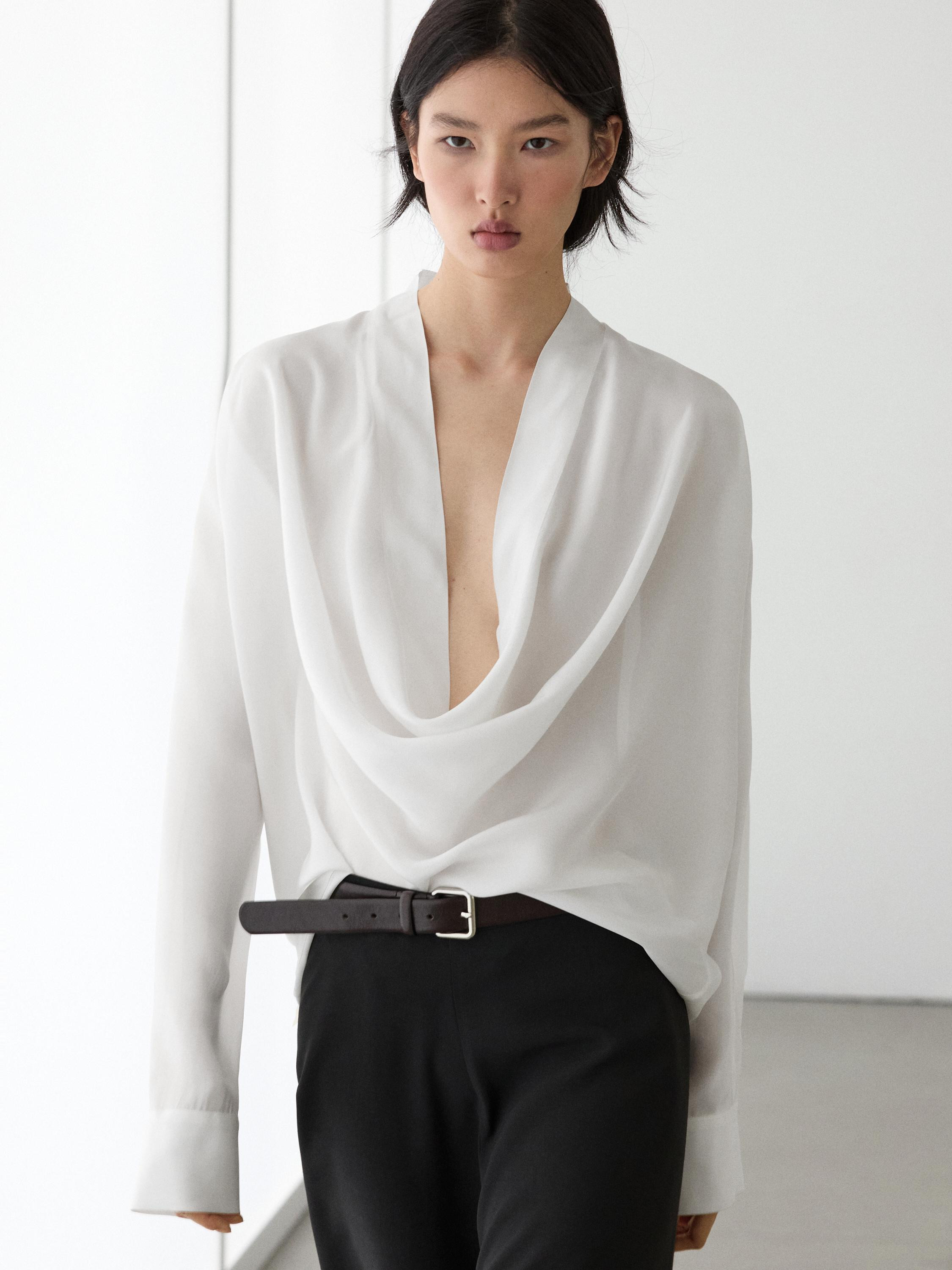 Flowing shirt with cowl neckline detail | Massimo Dutti UK