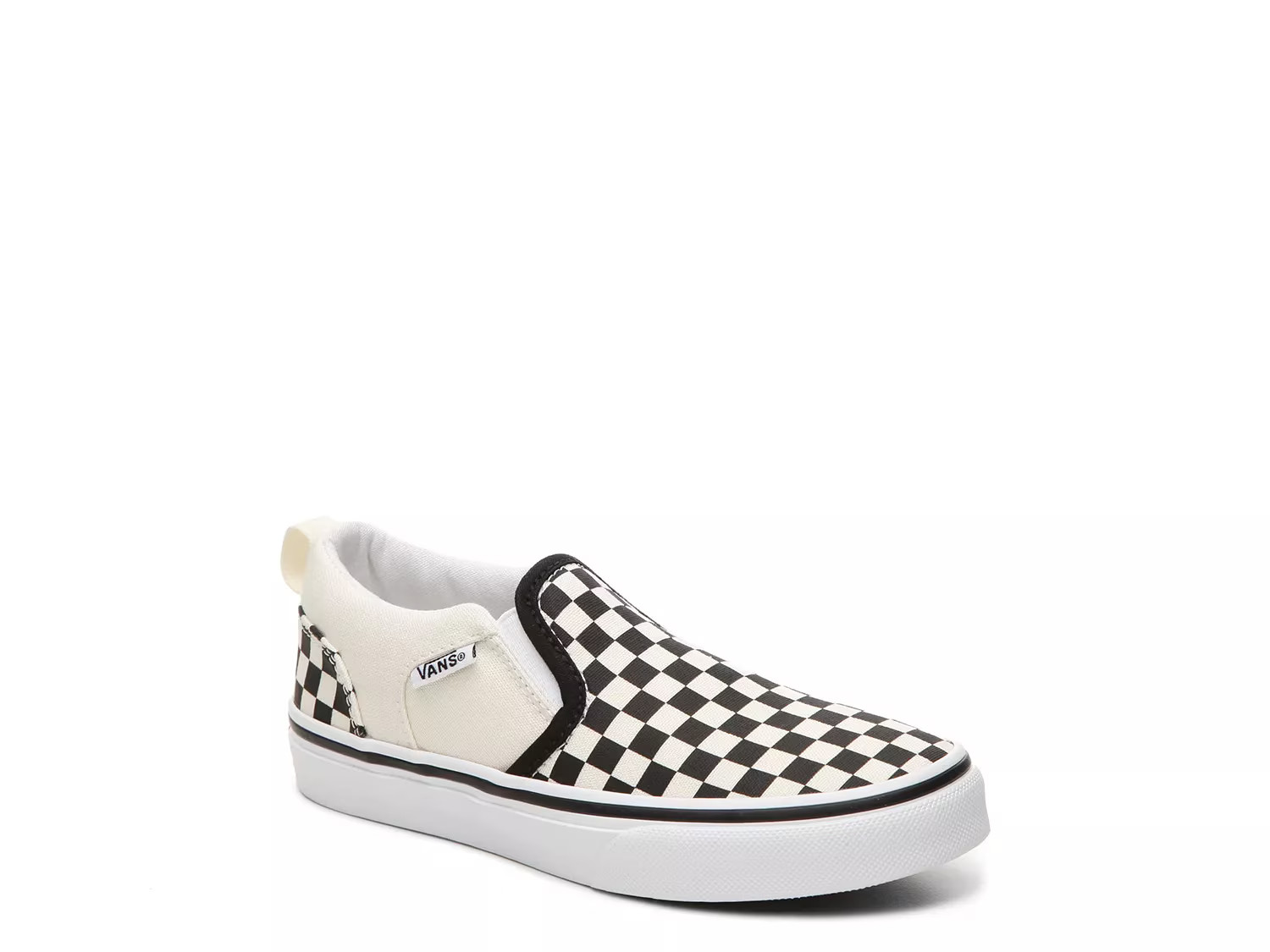 Vans Asher Checkers Slip-On Sneaker - Kids' - Boy's - Black/Off White - Size 7 Youth - Skate Slip-On | DSW
