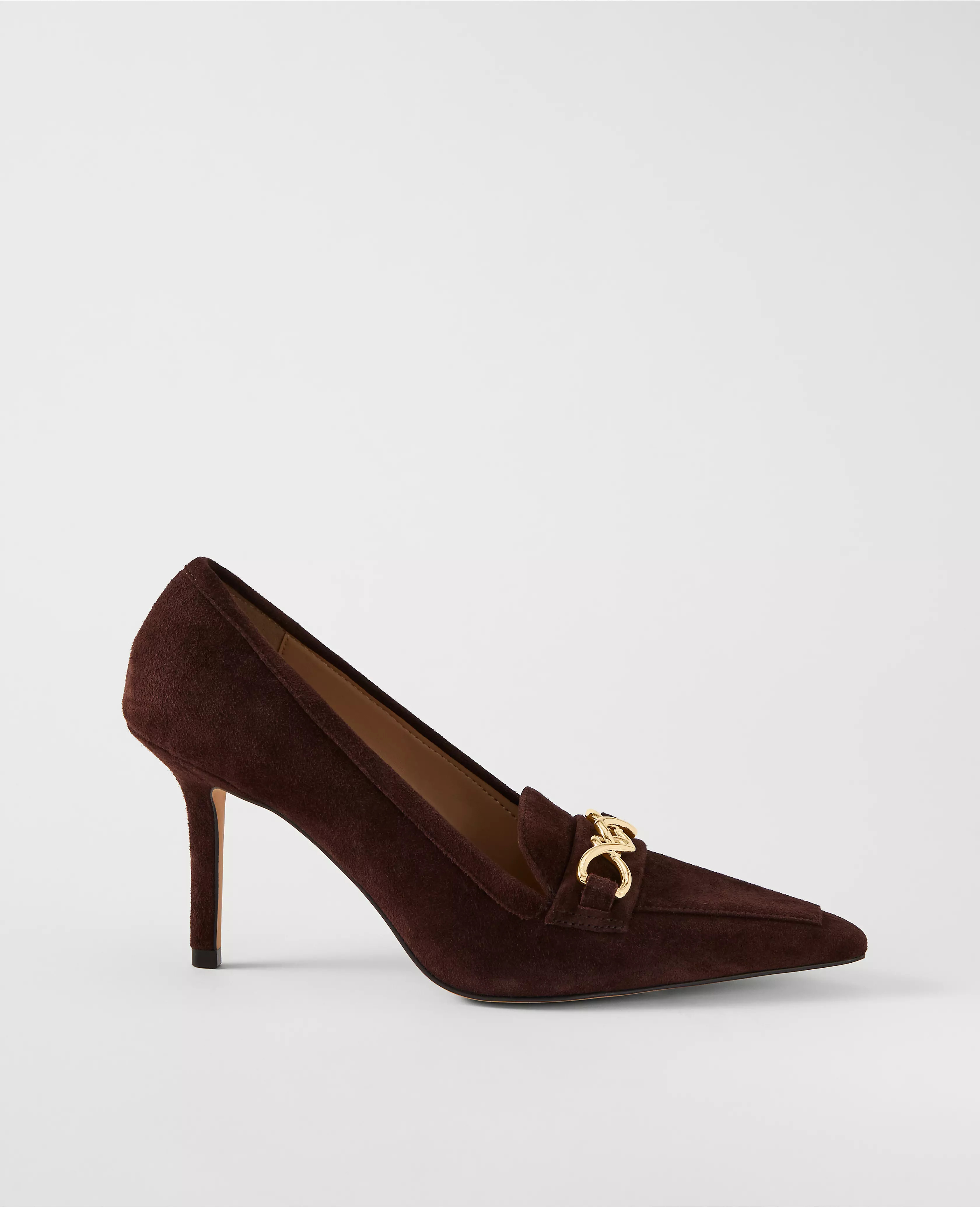 Chain Pointy Toe Suede Pumps | Ann Taylor