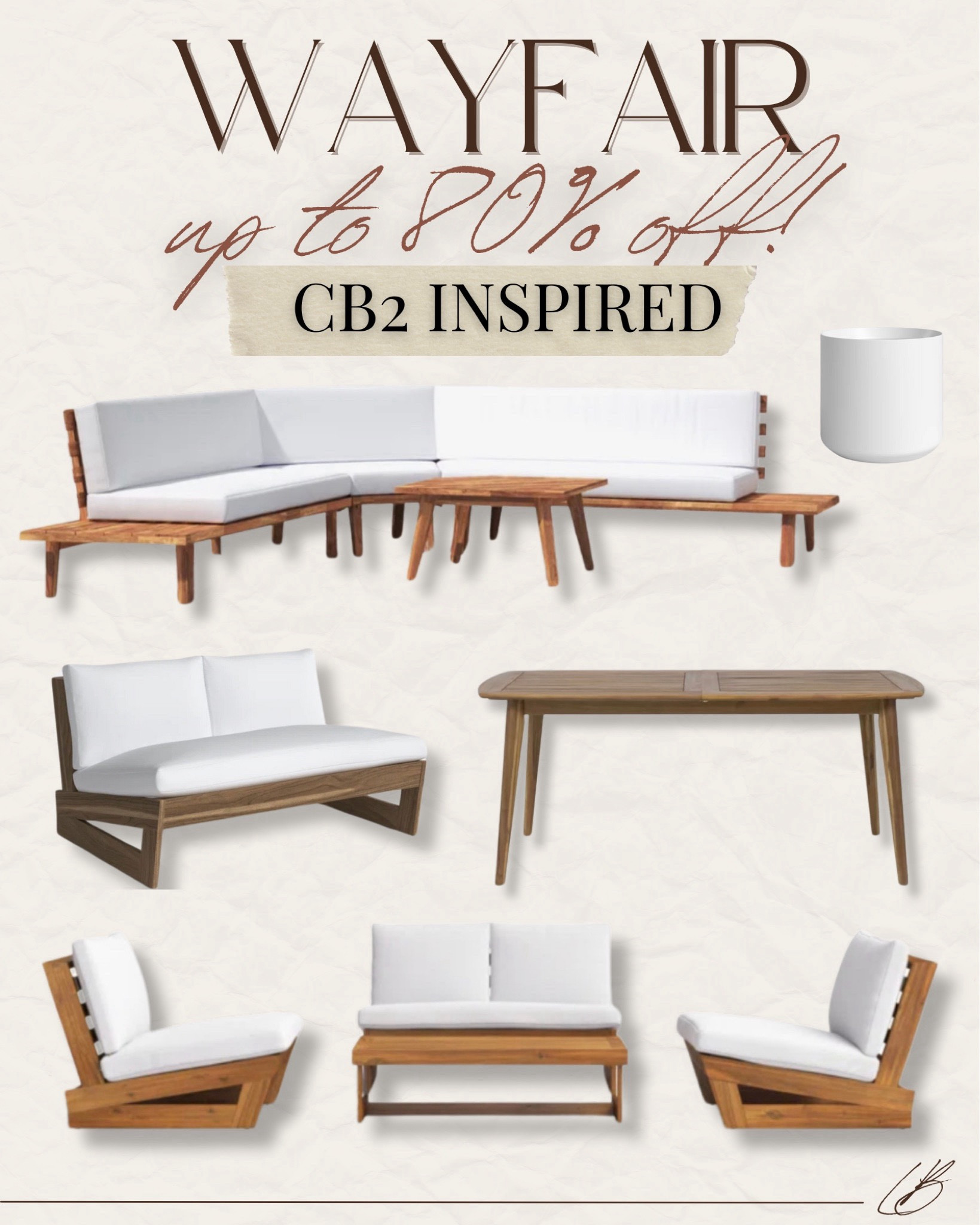 Wayfair patio furniture sale! Up to 80% off CB2 lookalikes 

#LTKSeasonal #LTKsalealert #LTKhome