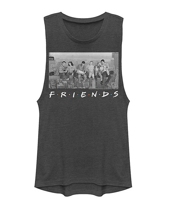 Friends Women's Tank Tops CHARCOAL - Friends Charcoal Skyline Muscle Tank - Women | Zulily
