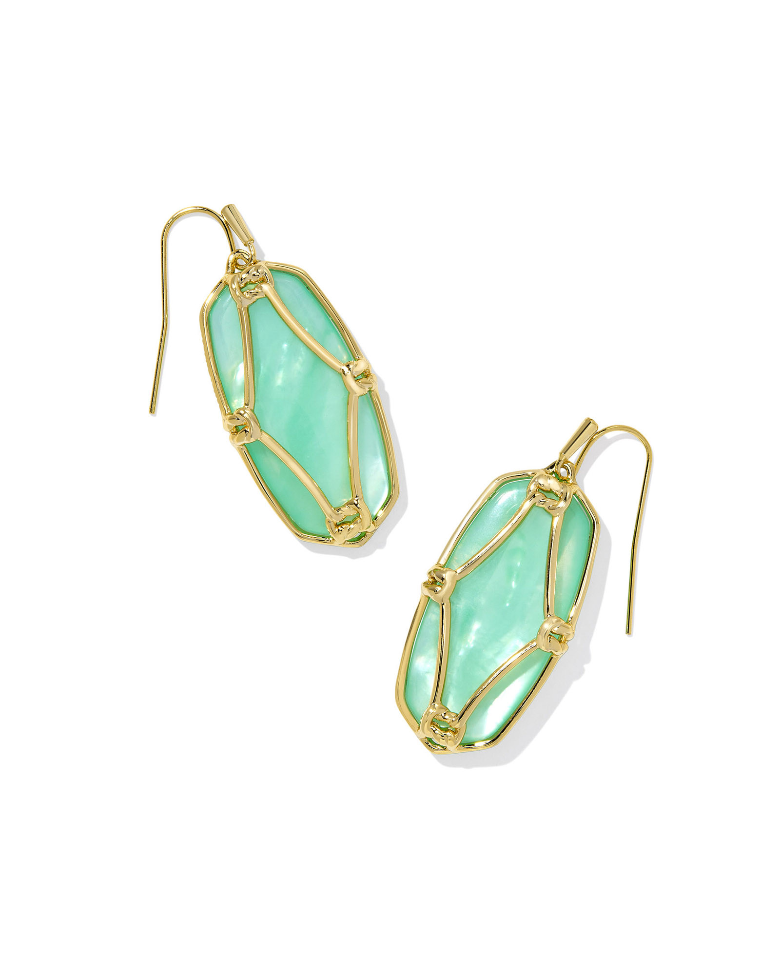 Elle Lattice Frame Gold Drop Earrings | Kendra Scott