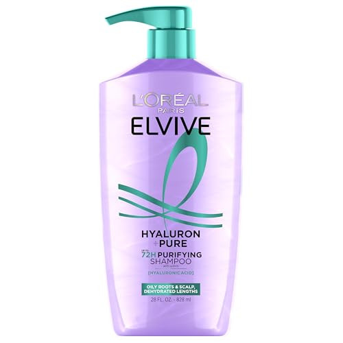 L'Oreal Paris Elvive Hyaluron + Pure 72H Purifying Shampoo for Oily Hair, Clarifying Shampoo with Salicylic Acid and Hyaluronic Acid, 28 Fl Oz | Amazon (US)