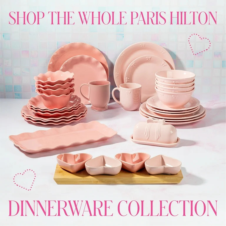 Paris Hilton Heiress Collection Stoneware Soup Bowl, Scalloped Ruffle Rim, 6.25-Inch, Rose Pink | Walmart (US)