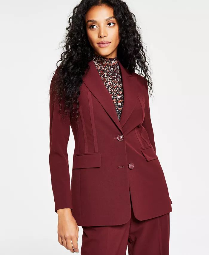 Women's Bi-Stretch Two-Button Seamed Jacket, Created for Macy's | Macy's