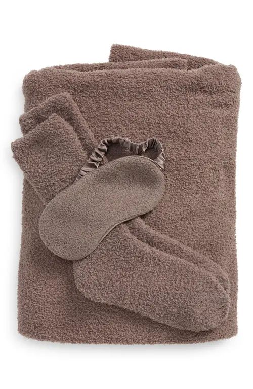 barefoot dreams Cozychic™ Blanket, Socks & Eye Mask Travel Set in Driftwood at Nordstrom | Nordstrom