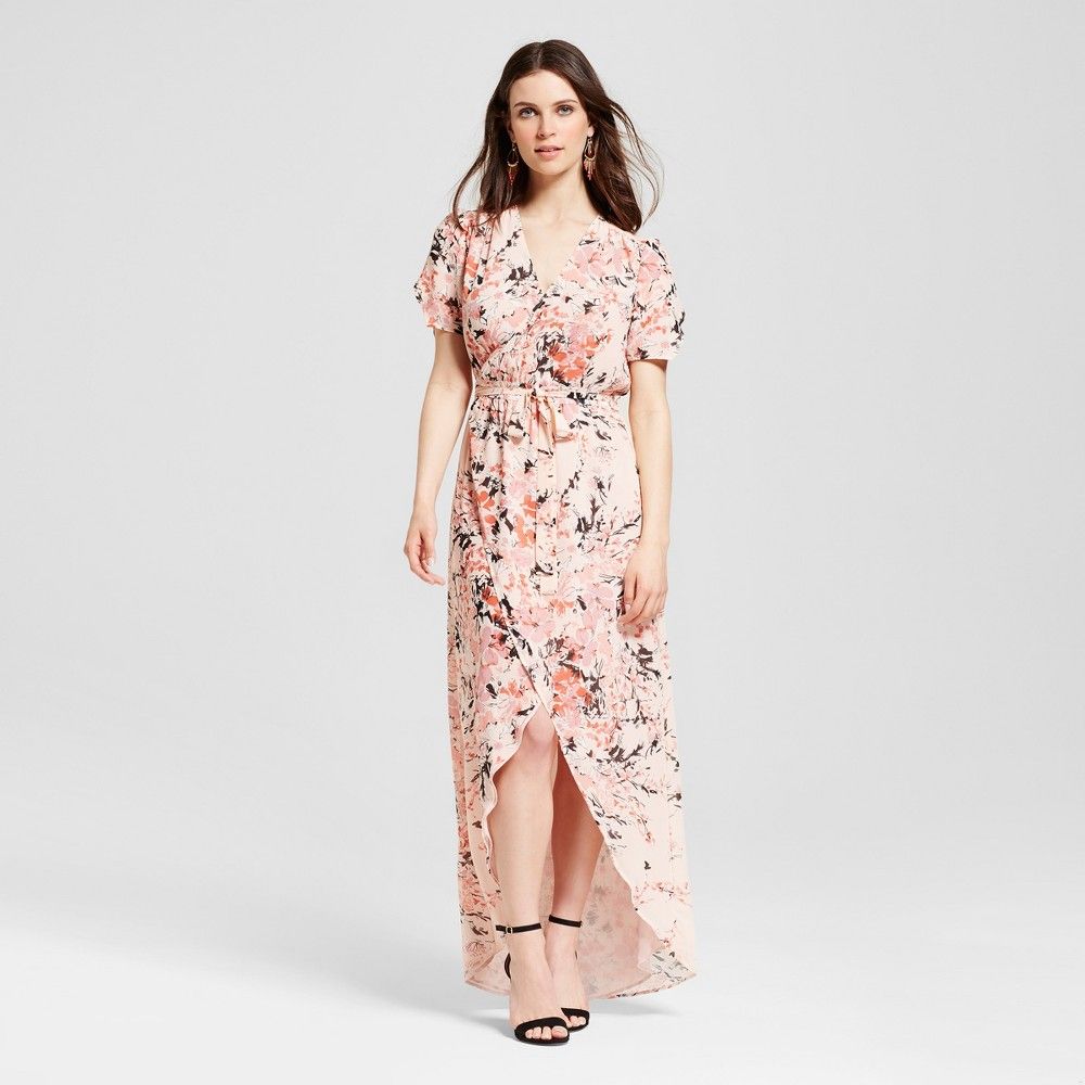 Women's Floral Wrap Maxi Dress Garden Floral L - S&P by Standards and Practices, Size: Large, MultiColored | Target