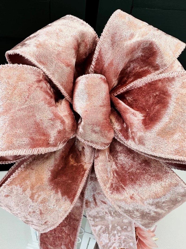 Pink Velvet Christmas Bow Blush Velvet Bow Blush Christmas - Etsy | Etsy (US)