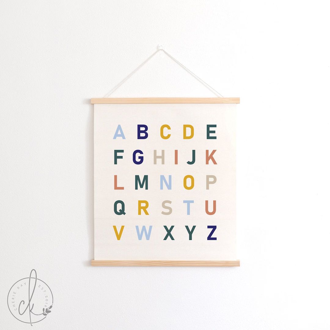 ABC sign | alphabet canvas | fabric wall hanging | kids room decor | playroom wall decor | classr... | Etsy (US)