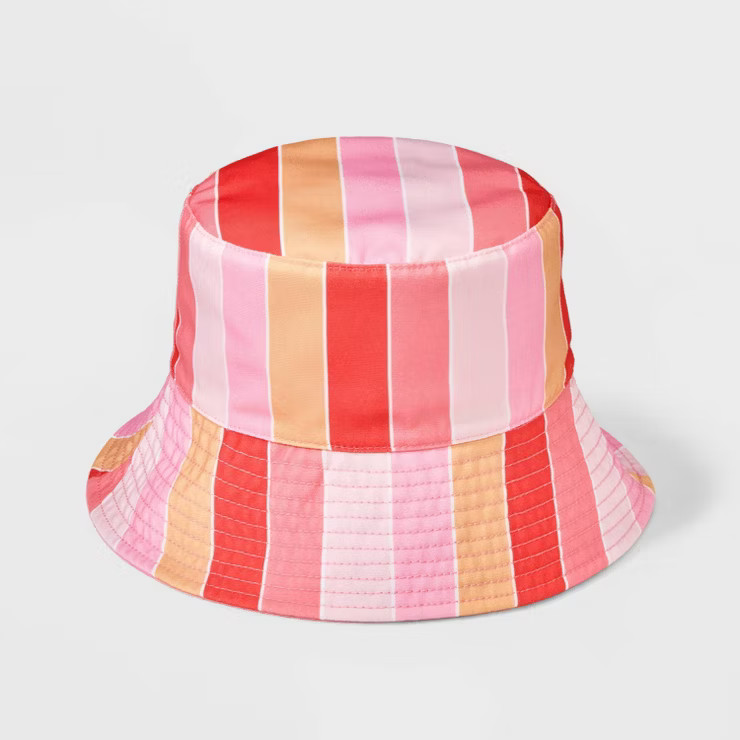 Girls' Reversible Striped Bucket Hat - Cat & Jack™ Pink | Target