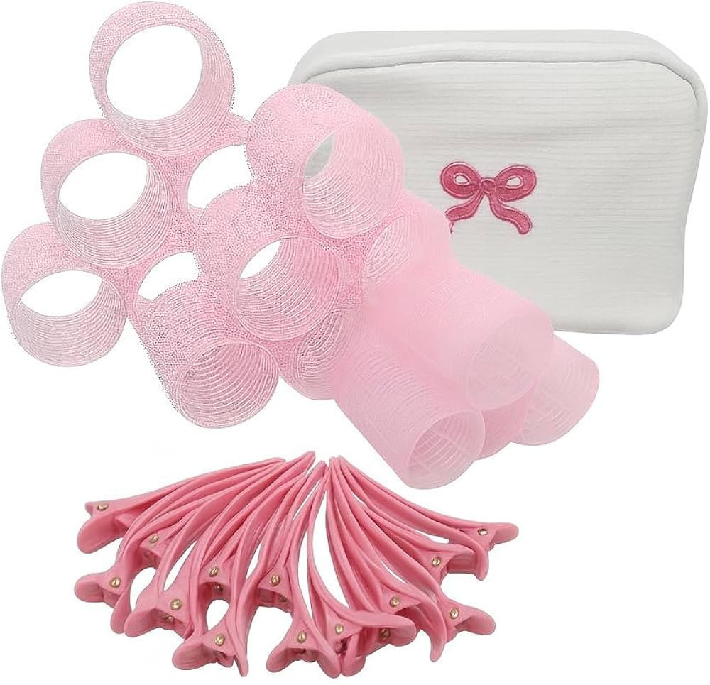 RPZL Professional Hair Rollers Set, Pink Self-Grip Curlers with Storage Case, Styling Clips for W... | Amazon (US)