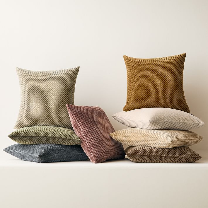 Corded Bias Velvet Pillow Cover | West Elm (US)