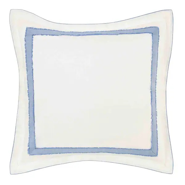 Laura Ashley Mila White/Blue Cotton European 1-Piece Sham 26" X 26" | Bed Bath & Beyond