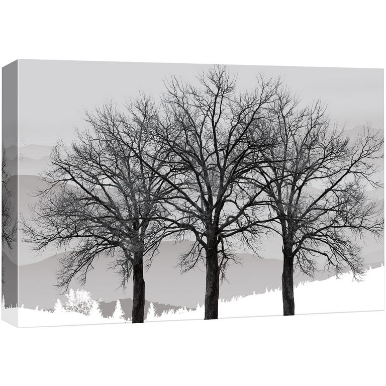 wall26 Canvas Print Wall Art Black &amp; White Forest Tree Silhouettes Nature Wilderness Photogra... | Walmart (US)