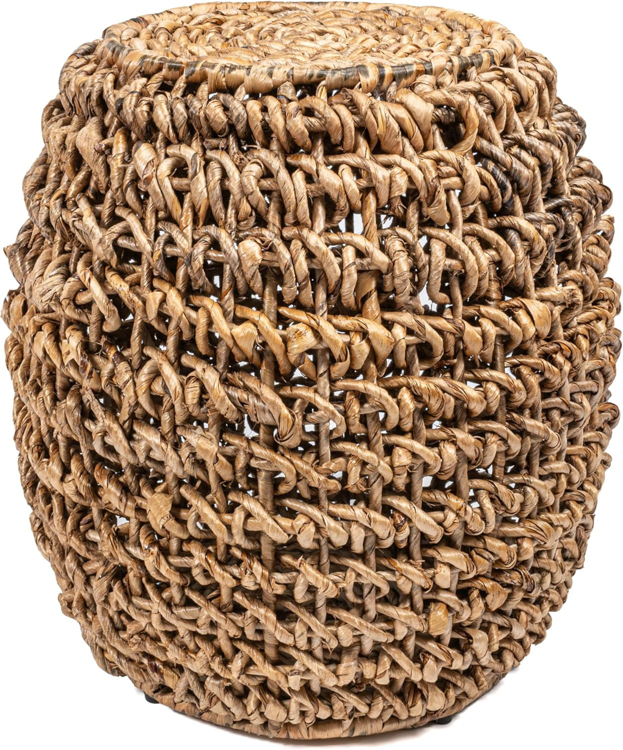 JONATHAN Y Sage 20" Natural Brown Woven Abaca Drum Stool, Handcrafted Bohemian Wicker Barrel Side... | Amazon (US)
