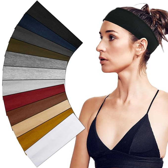 Headbands For Women Sweat Headband Yoga Elastic Head Bands Women's Hair Band Workout Hairbands Ac... | Amazon (US)