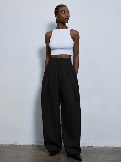 Aveloria Modichic New Stylish Design Sense Casual Pleated Loose Commuter Wide Leg Suit Pants | SHEIN