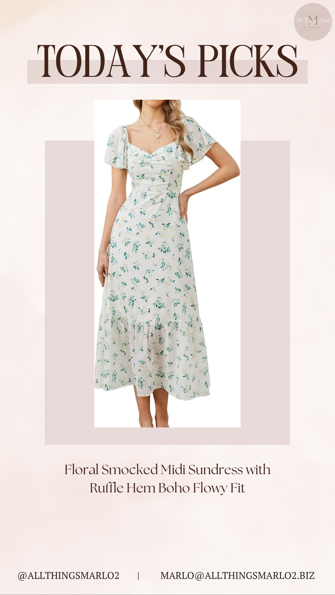 Floral Smocked Midi Sundress with Ruffle Hem Boho Flowy Fit 

 #LTKSeasonal #LTKWorkwear #LTKTravel