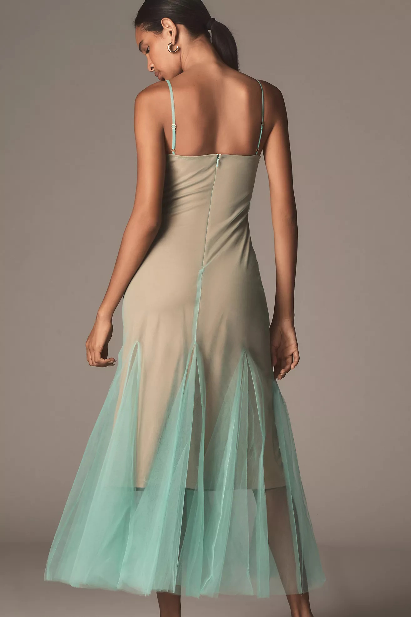 Hutch Two-Tone Sheer Sleeveless Ruffle-Hem Maxi Dress | Anthropologie (US)