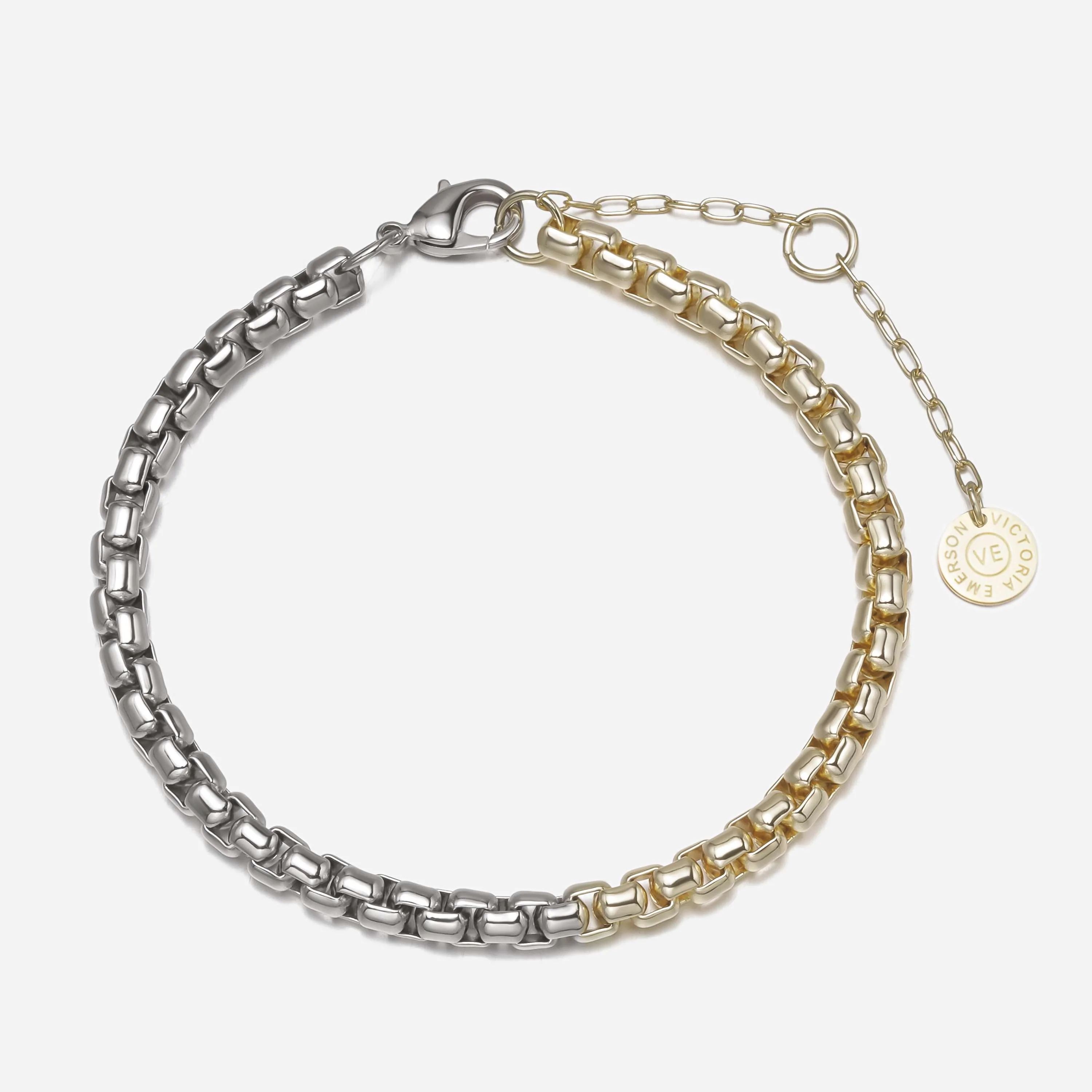 Frankie Mixed Metal Wheat Chain Bracelet | Victoria Emerson