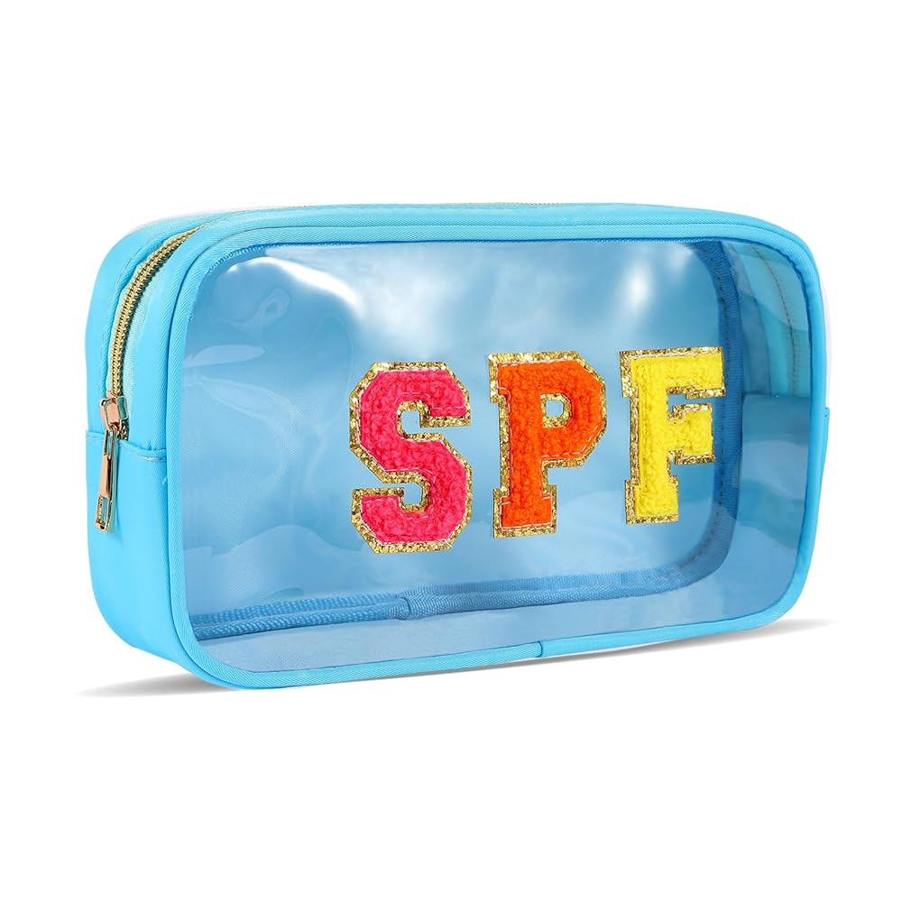 Spf Bag Pouch Spf Makeup Bag Chenille Letter Toiletry Bag Waterproof Sunblock Cosmetic Bag Clear ... | Amazon (US)