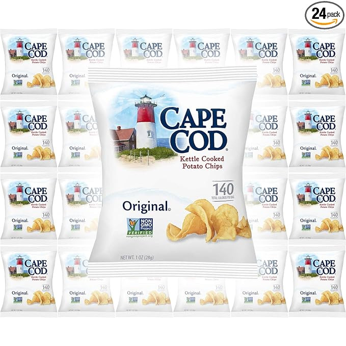 Cape Cod Original Kettle Cooked Potato Chips, Gluten-Free 1oz Bag (Pack of 24, Total of 24 Oz) | Amazon (US)