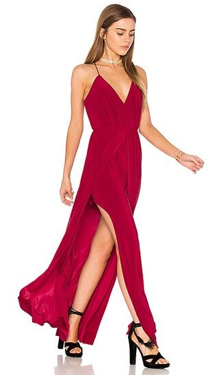 MISA Los Angeles Nola Double Slit Maxi Dress in Red | Revolve Clothing