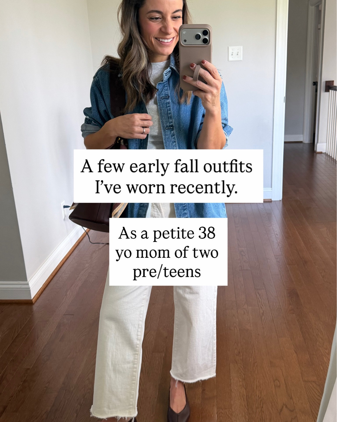 A few early fall outfits I’ve worn recently! 

*I’ll also share these in individual posts so you can see them without the carousel crop. 

Outfit 1 
Jeans (Madewell): petite 24 
T-shirt (Madewell): xxs 
Denim Top (Abercrombie from a previous season) 

Outfit 2 
Jeans (JC Factory): petite 24 
Top (JC Factory): xxs

Outfit 3 
Pants (LOFT): petite xxs 
Sweater (Gap): petite xs 
T-Shirt (Old Navy): petite xs 

Outfit 4 
Jeans (Paige): 24 
Sweater (Anthropologie): xxs (color unavailable 

Outfit 5
Dress (Anthropologie): petite xxs 

Outfit 6 
Jeans (JC Factory): petite 24 
Long sleeve (Quince): xs 
Sweater (Abercrombie): xxs 

For size comparison, I’m 4’10” 105lbs. My measurements are 32”, 24”, 36”. I typically wear petite xxs/00/24 and have a 25” ankle inseam and a 27.5-28” full length inseam.

#LTKPetite