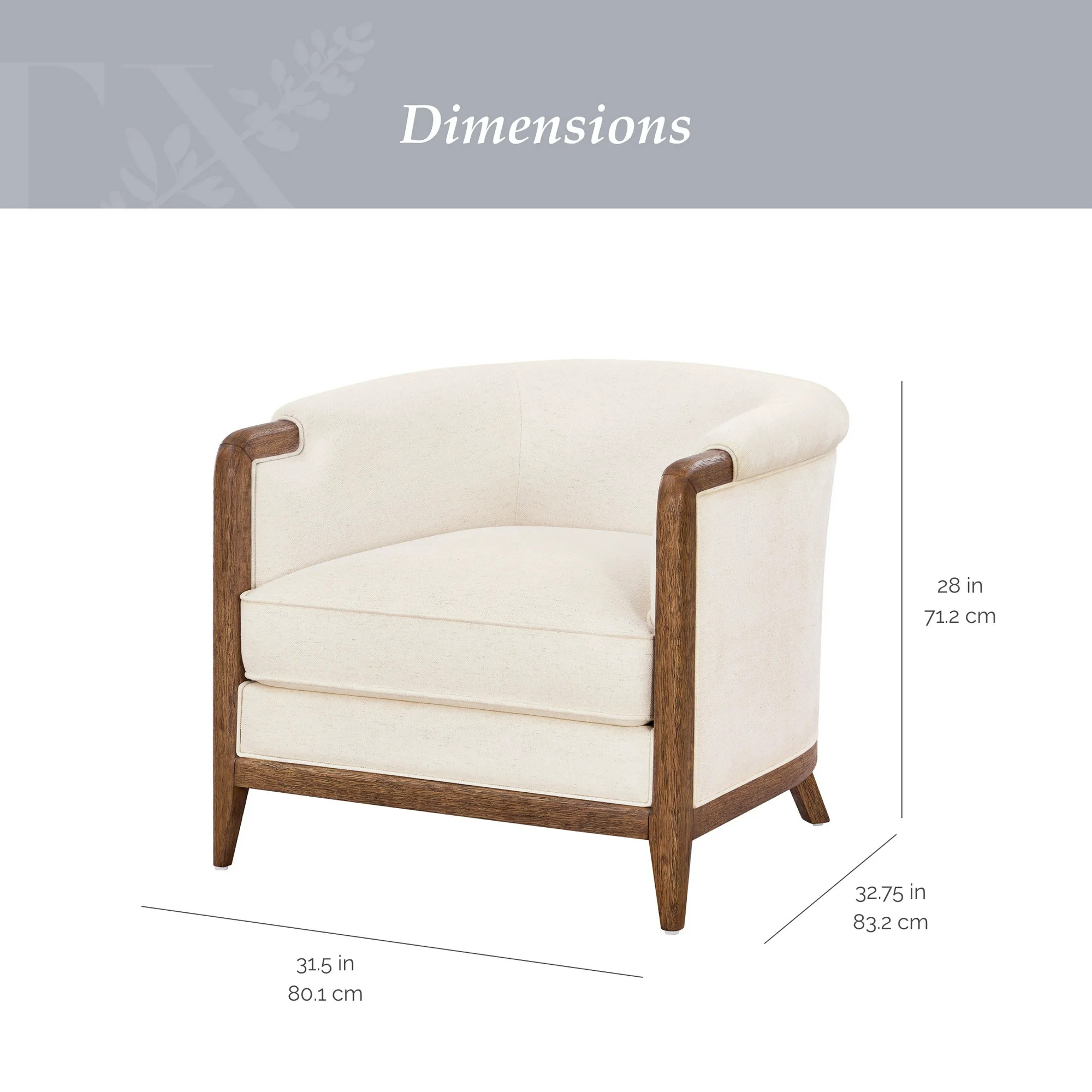 My Texas House Campbell Wood Accent Chair, Cream Fabric | Walmart (US)