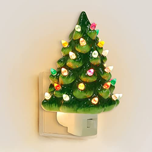 Blissun Ceramic Christmas Tree Night Light, 6" Christmas Decorative Ceramic Tree | Amazon (US)