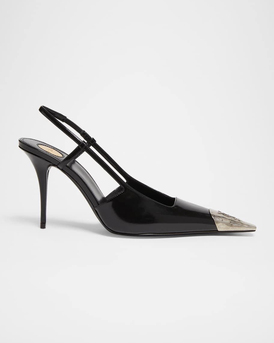 Saint Laurent 90mm Jeanne Leather Slingback Pumps | Neiman Marcus
