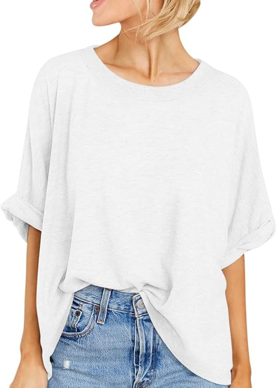 Women Oversized T-Shirt Summer Casual Short Sleeve Loose Tee Tops | Amazon (US)