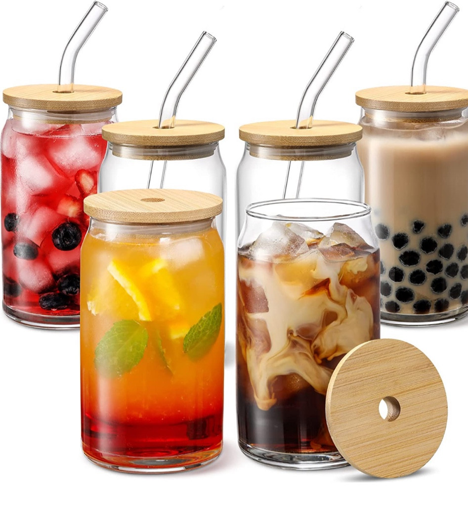 Coffee glasses. Beer can glasses with bamboo lids and straw, set of 6. Cyber Monday deal for $20

#LTKGiftGuide #LTKunder100 #LTKsalealert