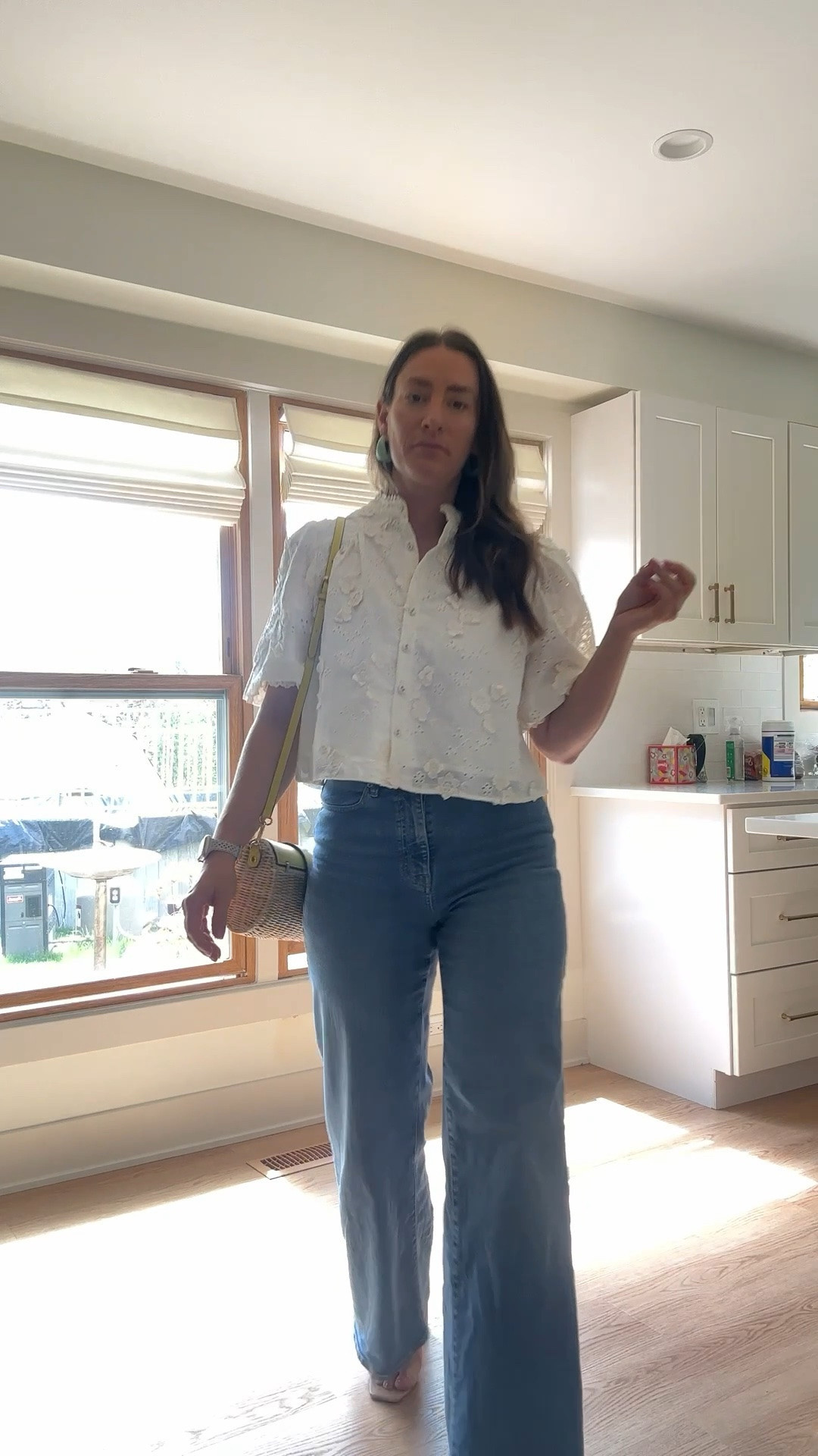 Today’s outfit is all about soft structure and thoughtful detail — a romantic blouse with delicate lace trim and subtle puff sleeves. The lightweight fabric catches the light beautifully, giving the whole look an effortless daytime elegance without feeling overdone. I styled it with layered gold jewelry and a woven tote for that understated stylist energy that always feels personal, polished, and quietly cool.

#LTKootd