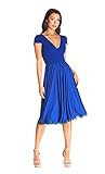 Dress the Population Women's Corey Plunging Mix Media Cap Sleeve A-line Midi Dress | Amazon (US)