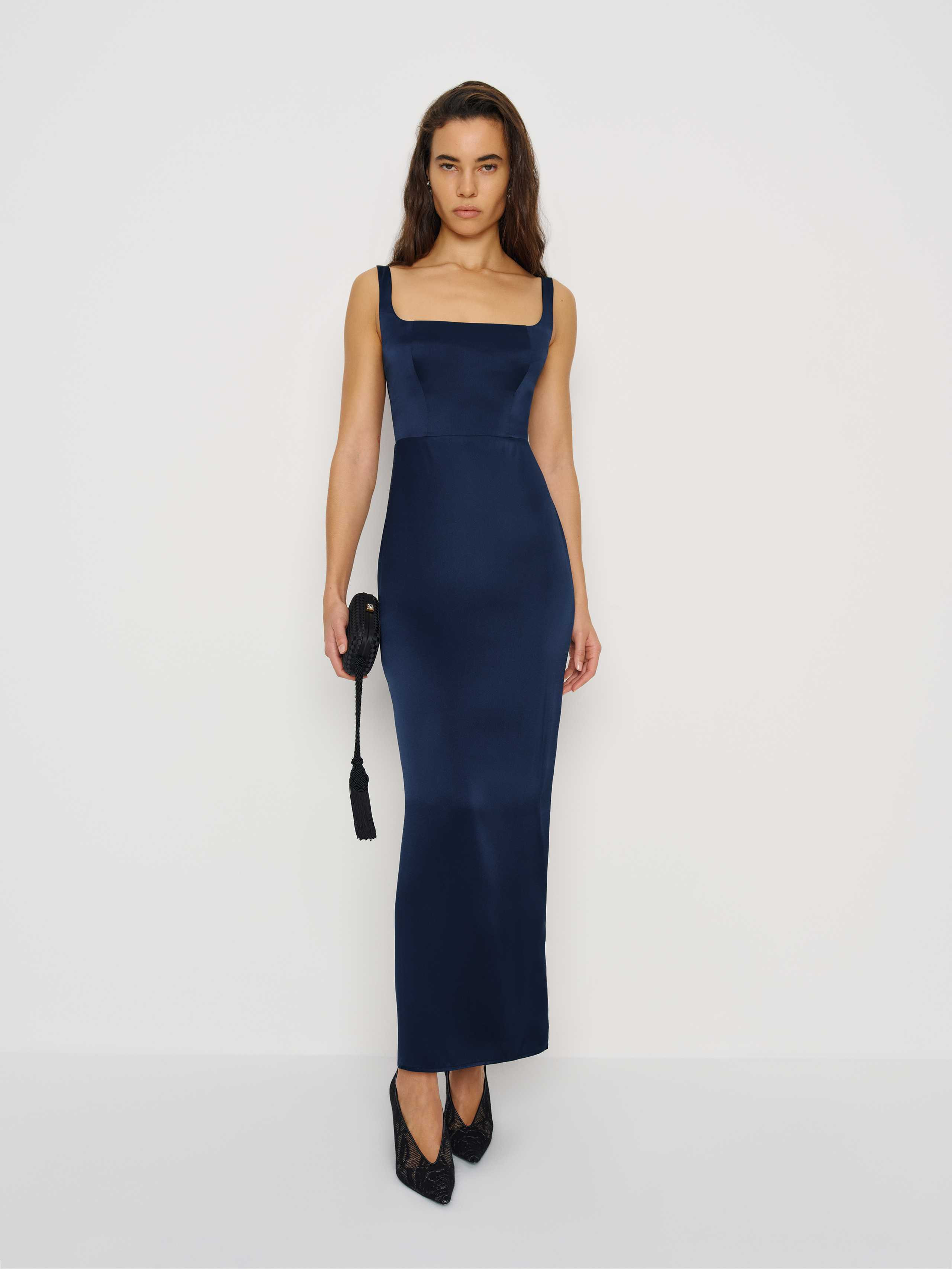Reformation Ambre Silk Dress Blue 4 | Reformation (Global)