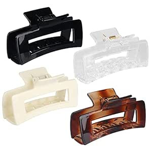 ElElax Large Hair Claw Clips 4.1 Inch, 4PCS Strong Hold Jaw Clips for Thick Thin Hair Big Rectang... | Amazon (US)