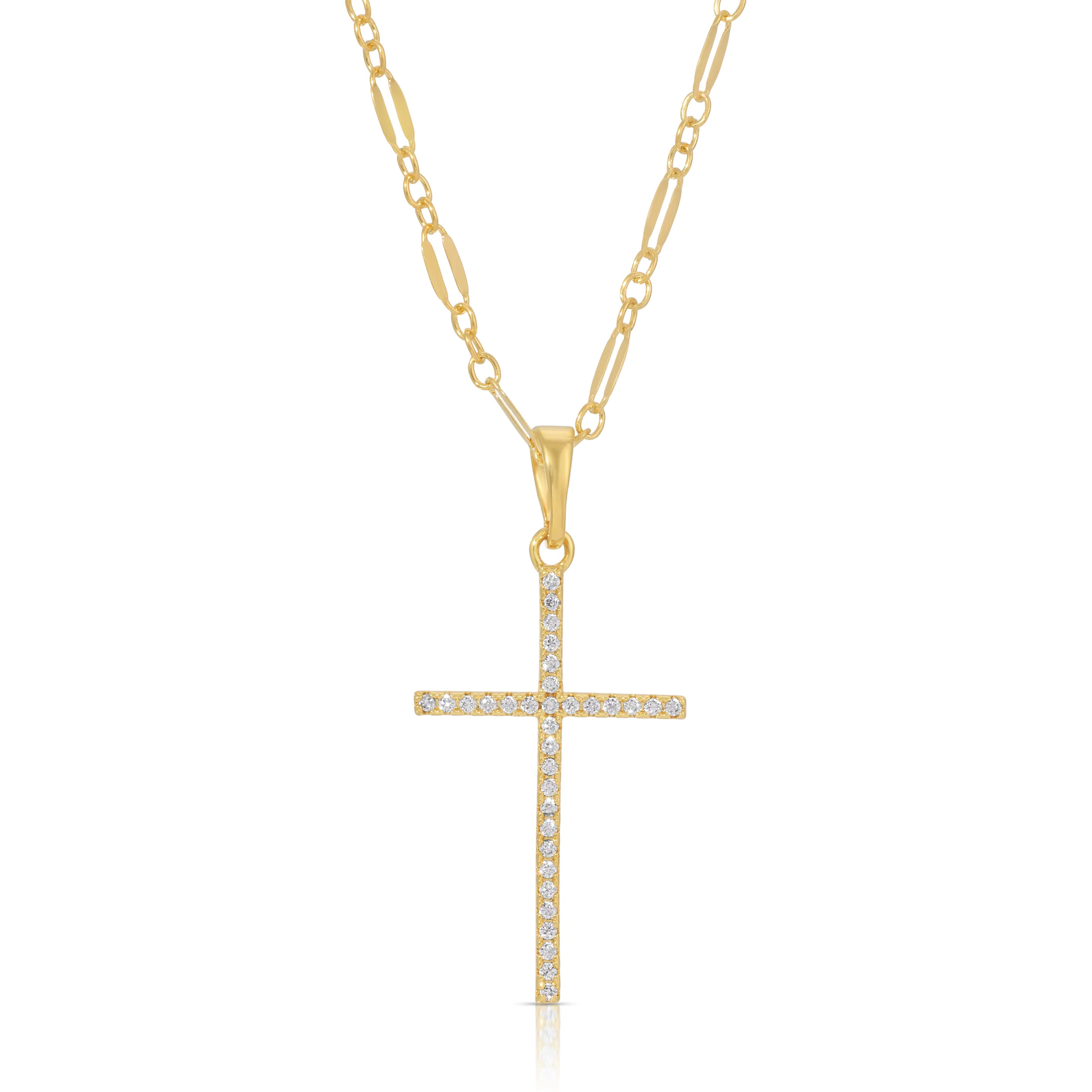 CZ Cross Whisper Necklace - Gold | Joy Dravecky