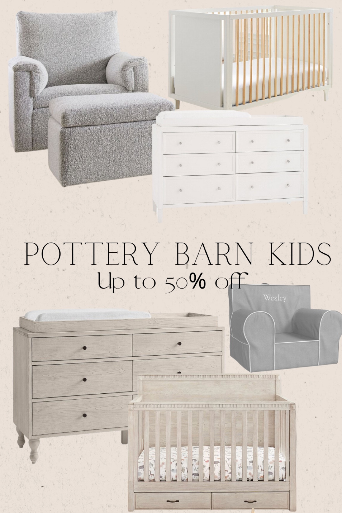 Gender neutral nursery! Pottery barn nursery sale. White dresser, baby boy nursery, baby girl nursery, rocking chair, glider, recliner nursery, baby room, baby registry must have, crib, nursery decor. 

#LTKbaby #LTKbump #LTKfamily