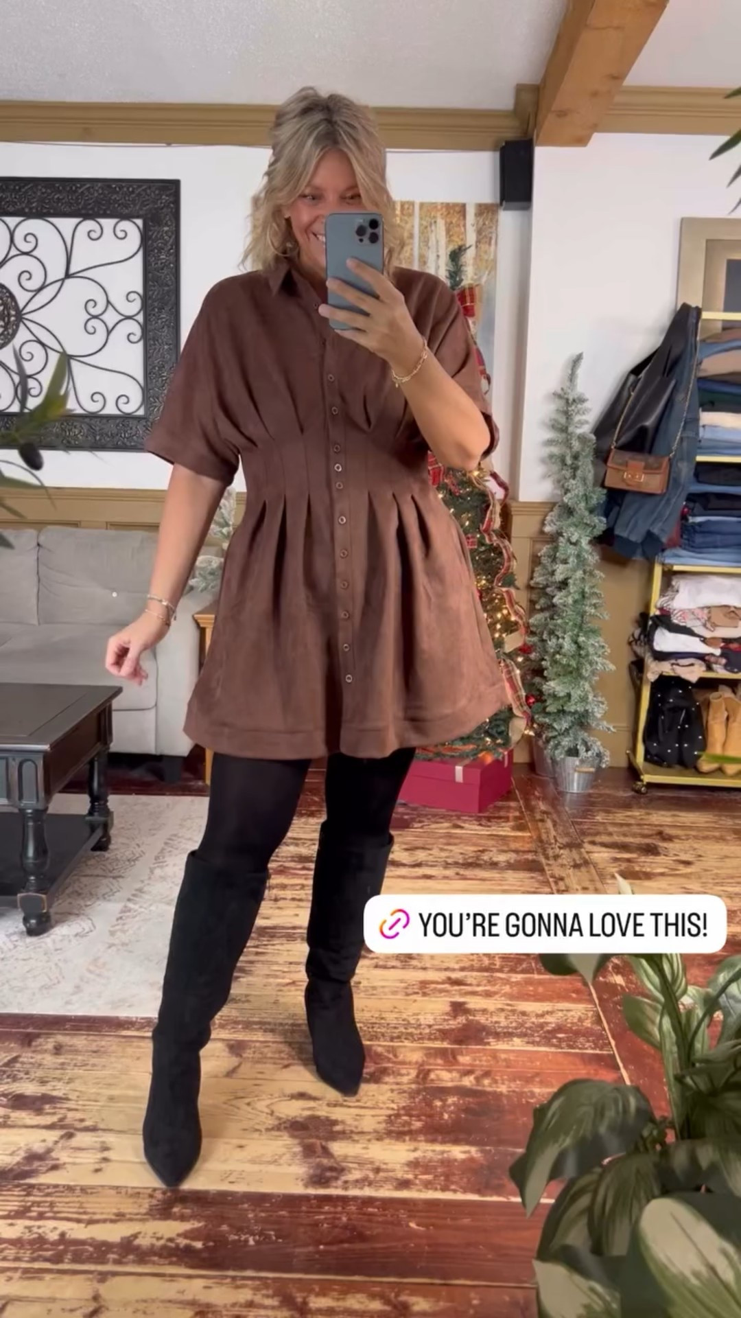 Faux suede dress size large (fits roomy, I could have sized down to the medium)
Winter outfit idea

#LTKOver40 #LTKMidsize #LTKFindsUnder50