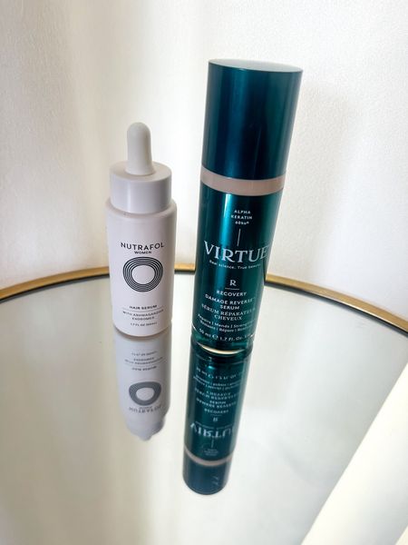 I have been using Nutrafol for five months now, and am starting to see results. I have less shedding, and it is beginning to get thicker. I also have been using this virtue serum that helps strengthen strands. 

#LTKFindsUnder100 #LTKBeauty #LTKStyleTip