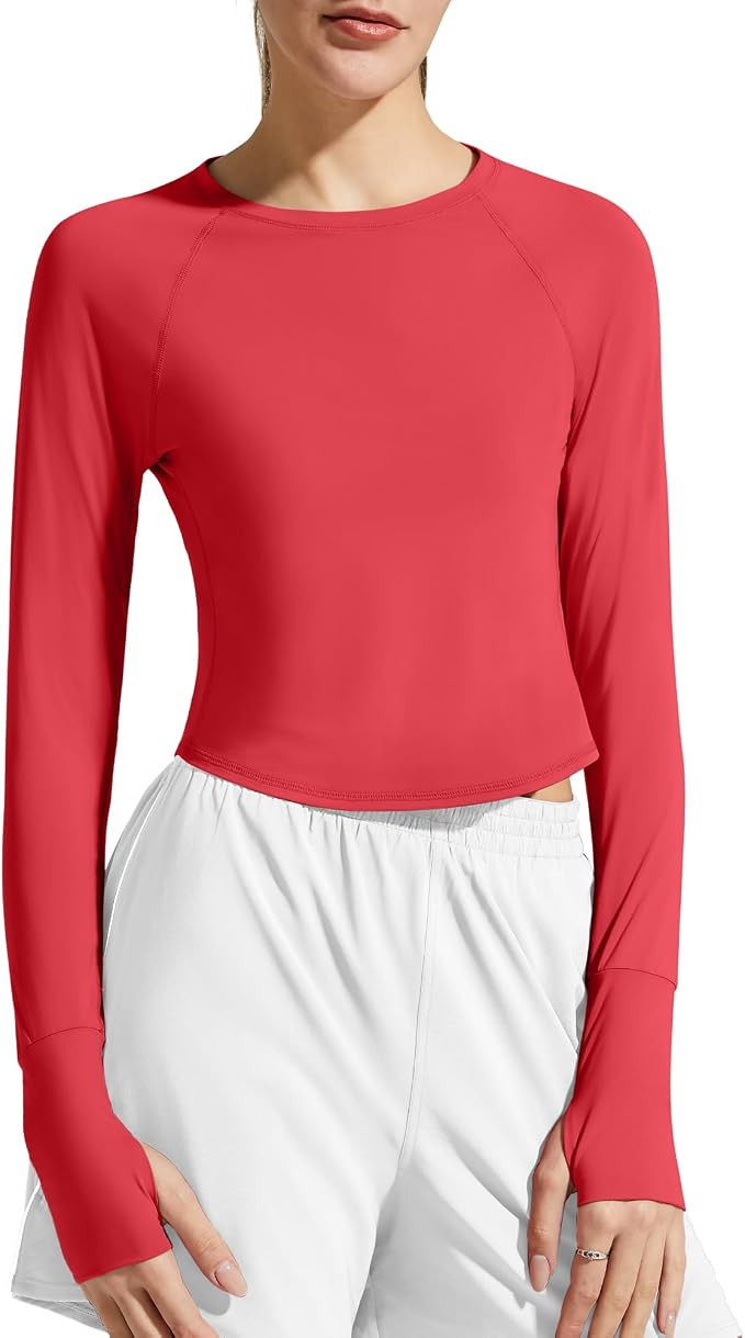 G4Free Lightbreeze Women's UPF 50+ Long Sleeve Workout Tops Crop Rash Guard | Sun Protection, Sli... | Amazon (US)