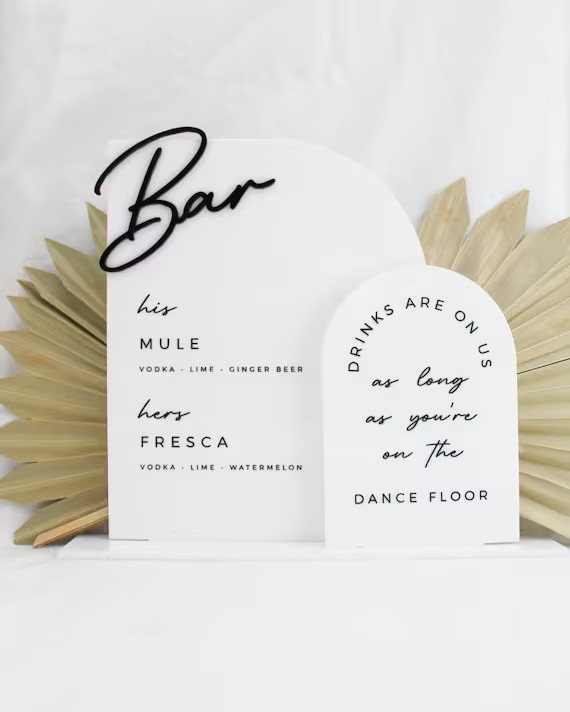 Wedding Bar Sign •  Wedding Sign • Custom Sign • Acrylic • Double Arched  • Signatu... | Etsy (US)