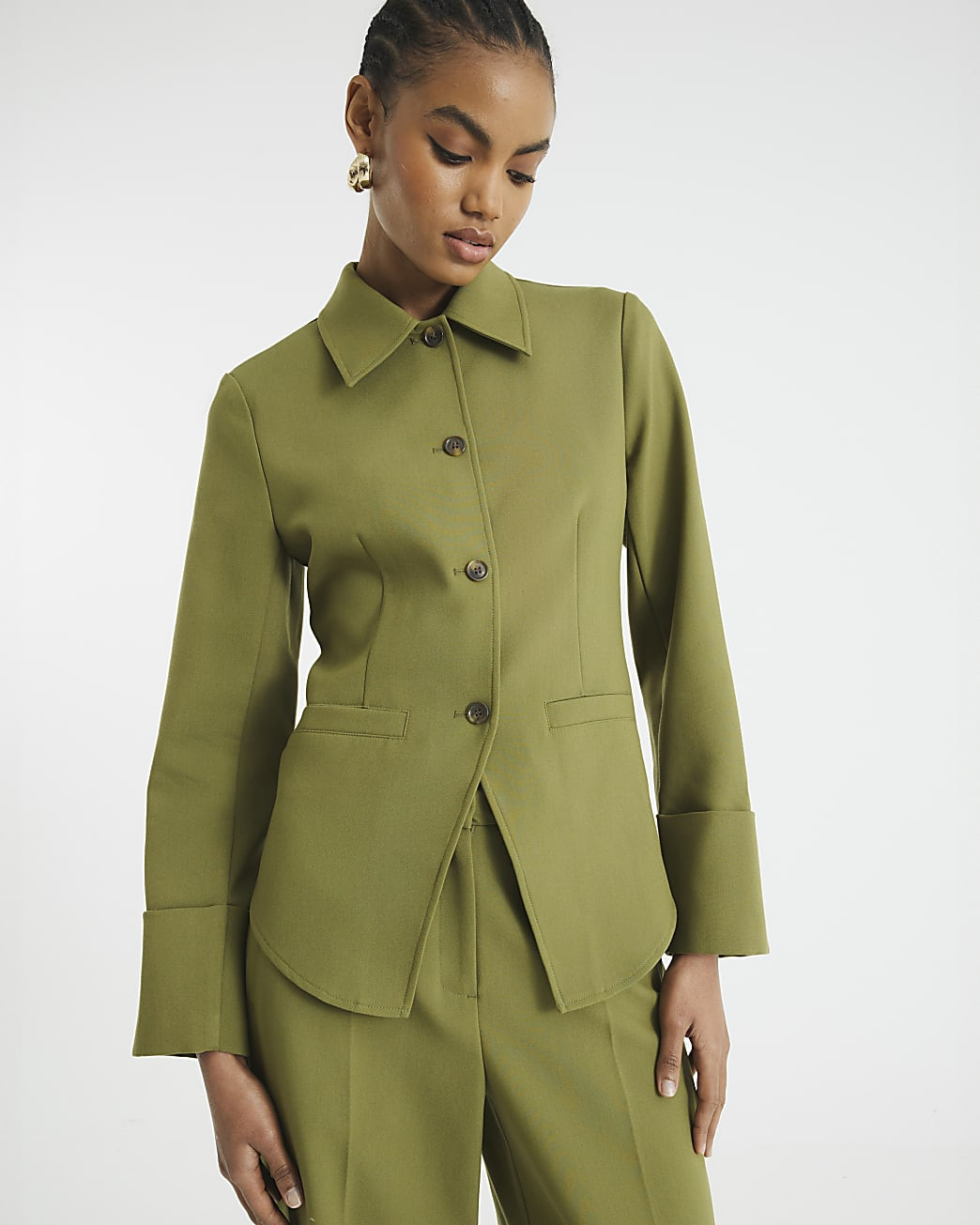 Khaki Tailored Shirt | River Island UK & IE