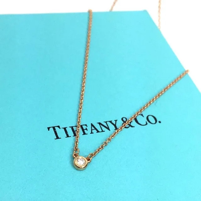 Pre-Owned TIFFANY & Co. Tiffany Diamond Necklace By the Yard Single Pendant AU750 Rose Gold aq101... | Walmart (US)