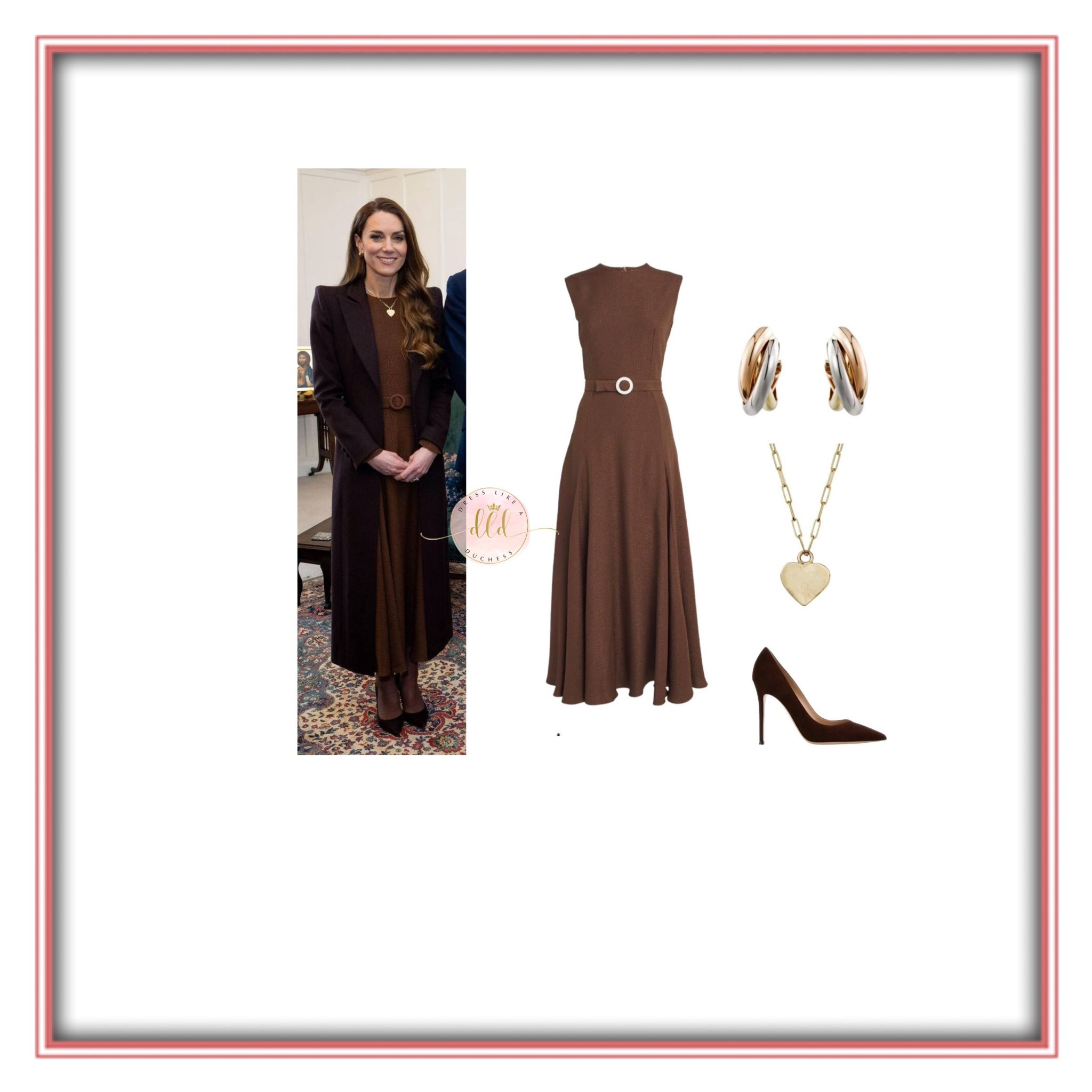 2/5/26 Kate Middleton meeting  the Archbishop of Canterbury at Lambert Castle wearing Edeline Lee Jete dress and Daniella Draper Heart Trace Chain Necklace (not linkable) 🤎