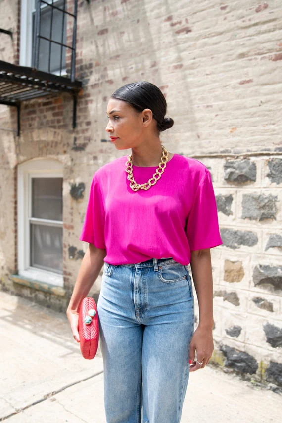 Vintage Hot Pink Blouse | Etsy | Etsy (US)