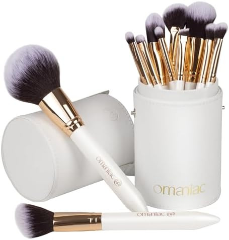 OMANIAC Makeup Brush Set Professional, 12 Pearlescent Wood Handle Makeup Brushes, Premium Cruelty... | Amazon (US)
